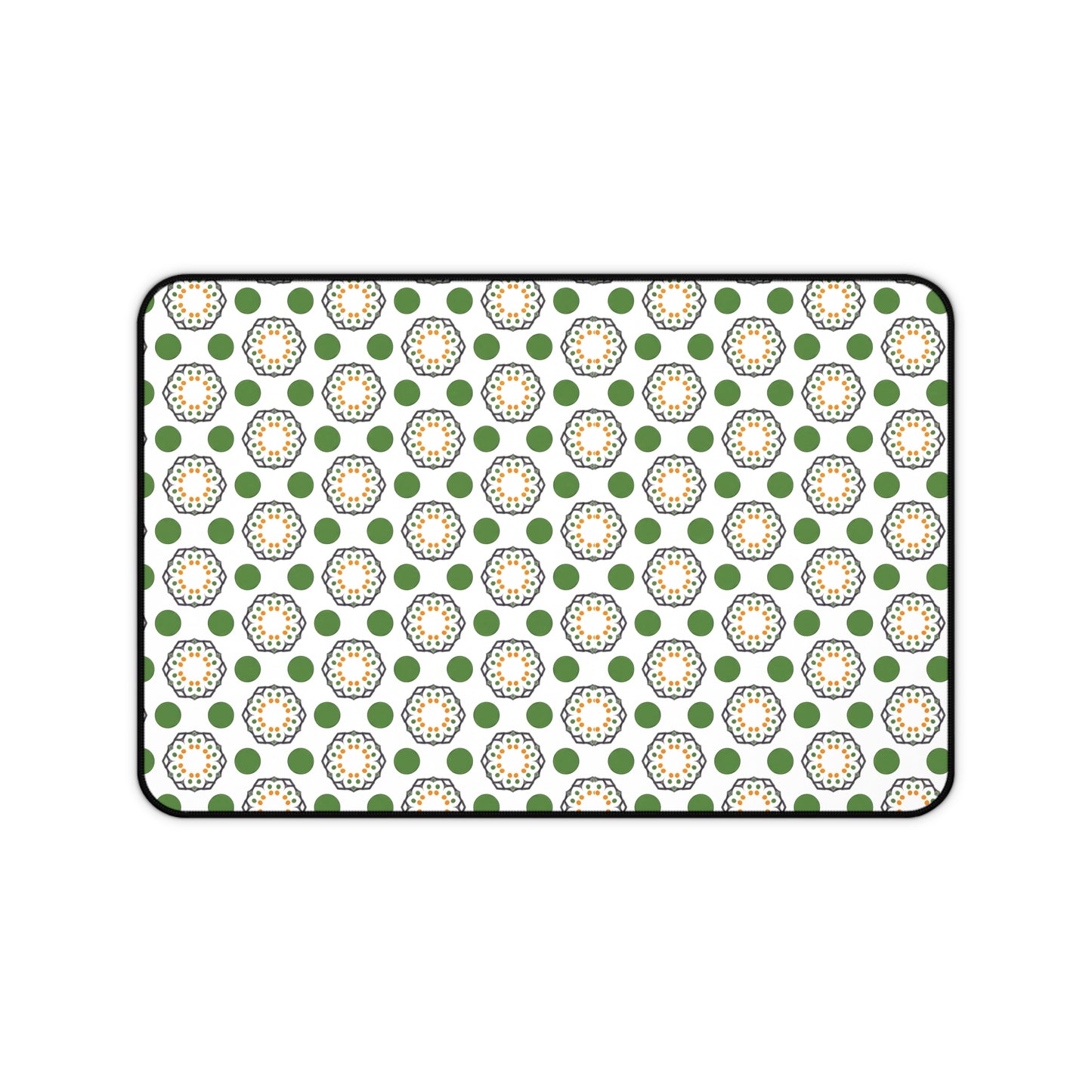 Floral Dot Desk Mat — Green & White Daisy Pattern