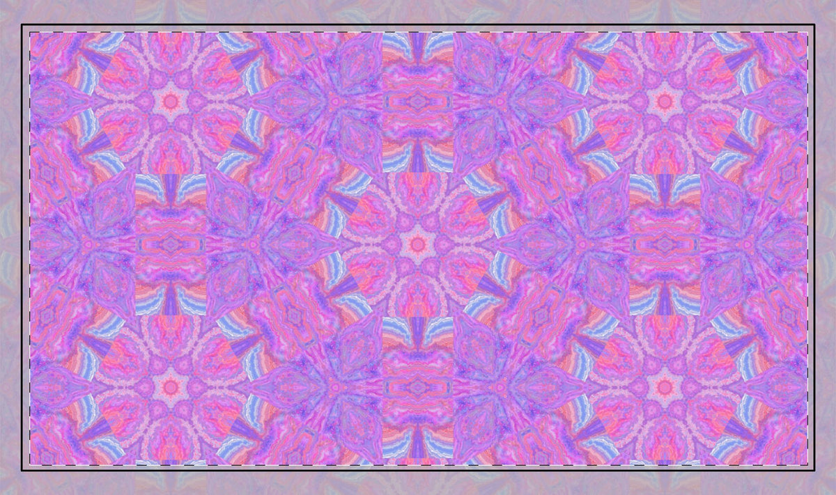 Pink Kaleidoscope Stitched Edge Desk Mat — Floral Mandala