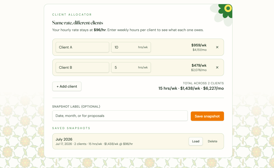 Pricing Clarity - Find Your Rate - Web App