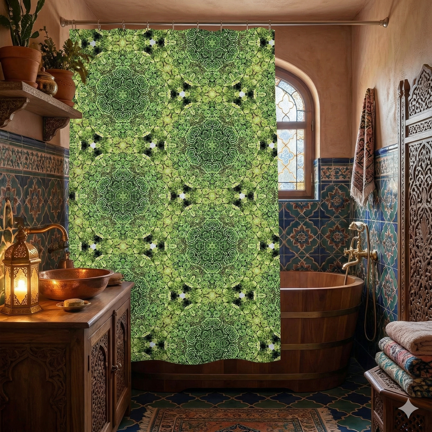 Green Mandala - Shower Curtain