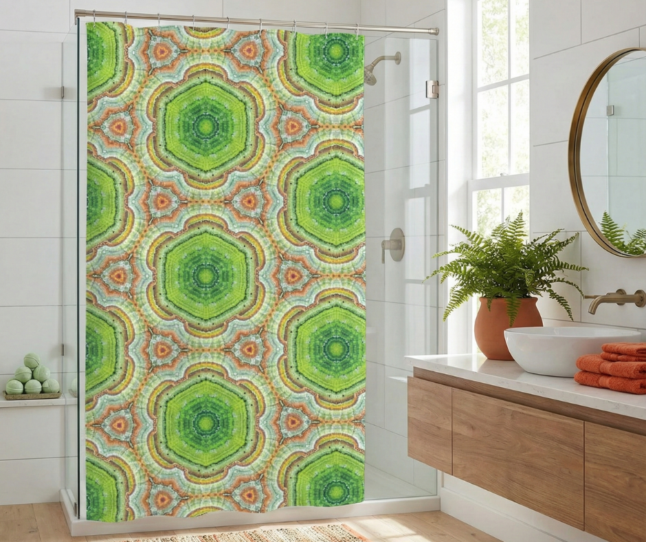 Cyber Lime and Orange - Shower Curtain
