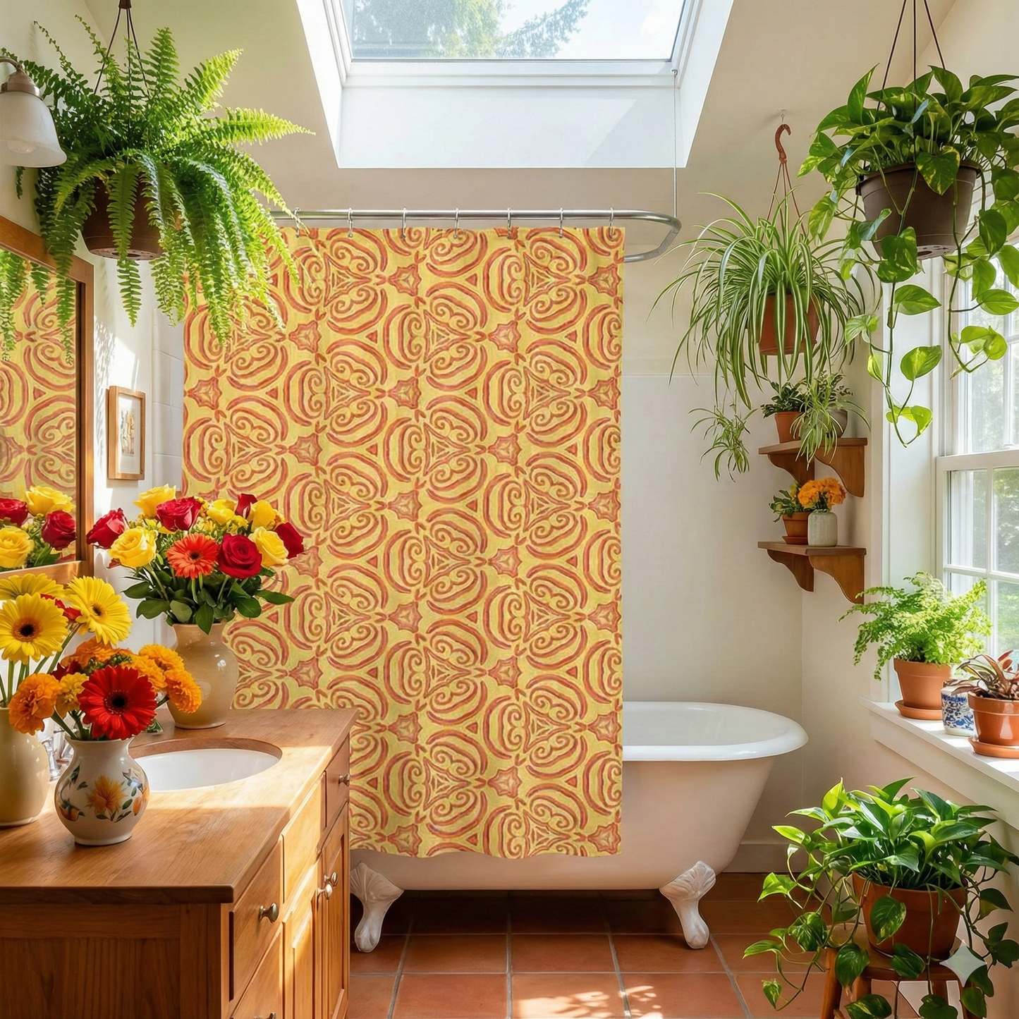 Orange World 1 - Shower Curtain