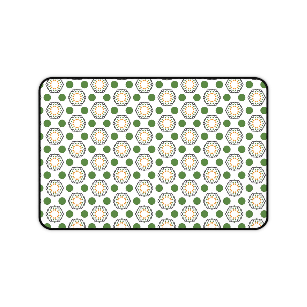 Floral Dot Desk Mat — Green & White Daisy Pattern
