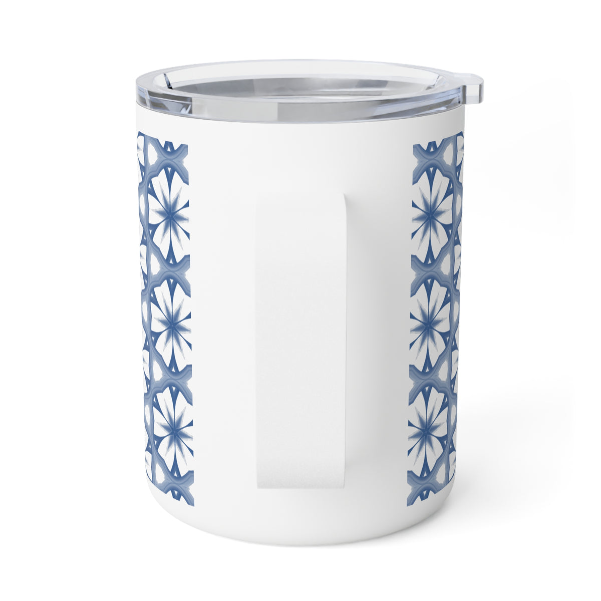 Blue Floral Tile Insulated Coffee Mug — 10oz Travel Tumbler