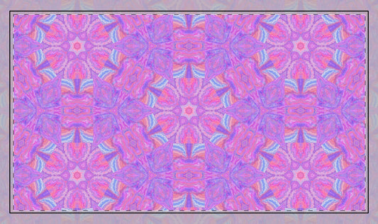Pink Kaleidoscope Stitched Edge Desk Mat — Floral Mandala