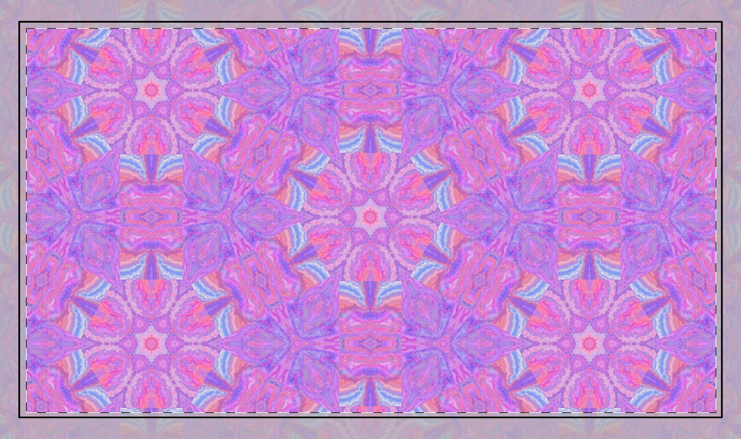 Pink Kaleidoscope Stitched Edge Desk Mat — Floral Mandala