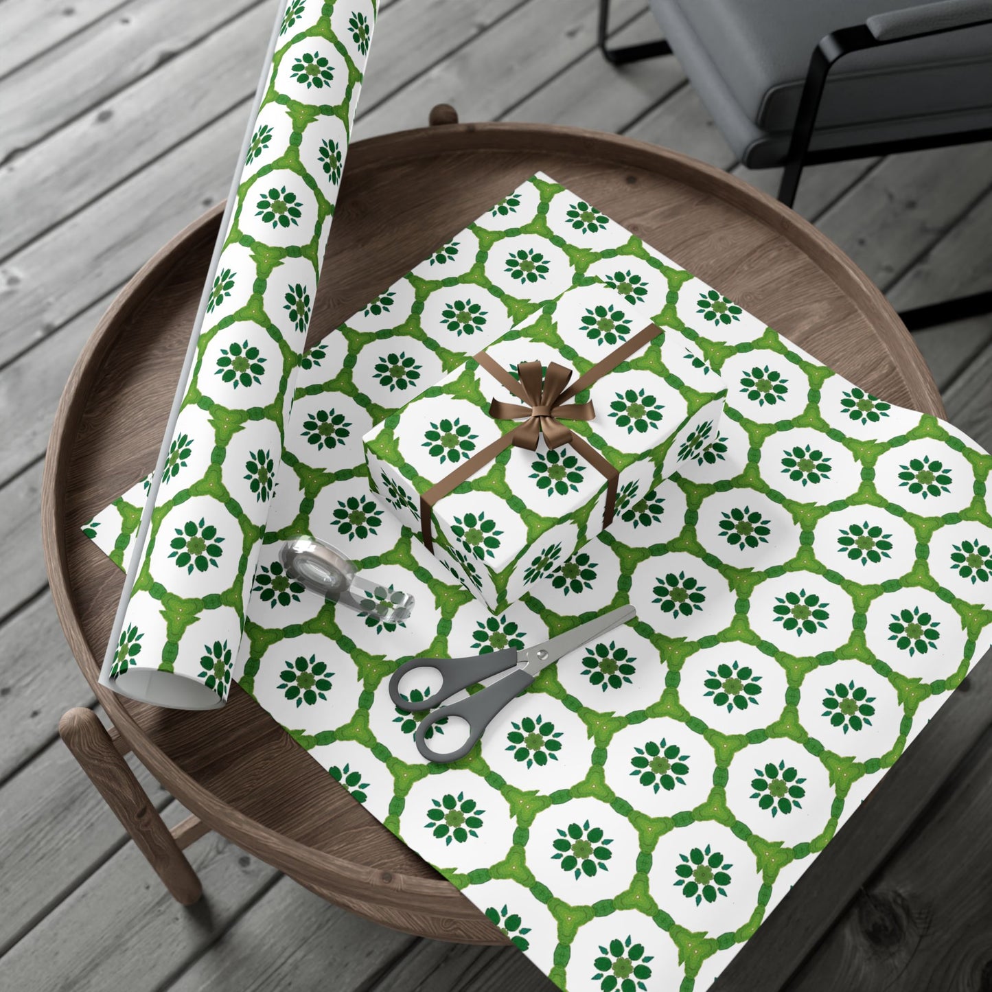 Wrapping Paper — Green Moroccan Tile Pattern Gift Wrap