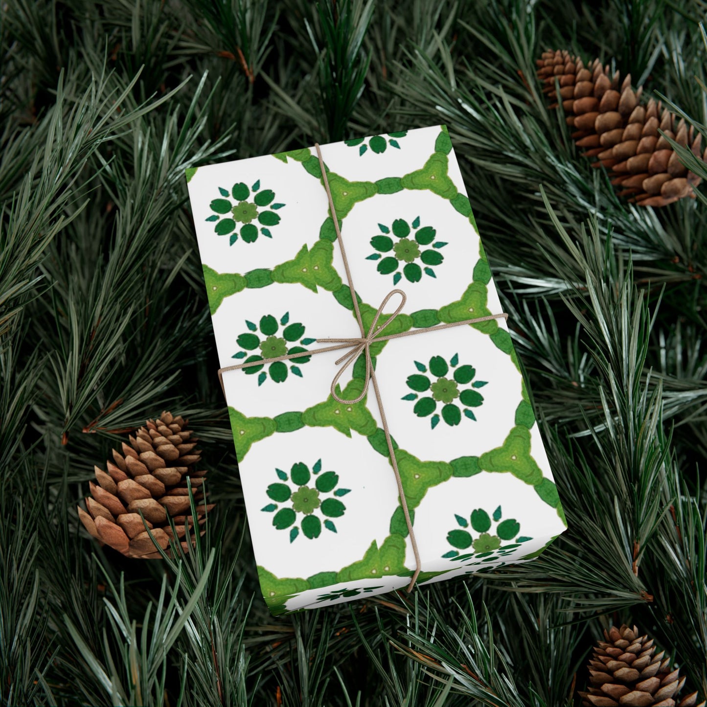 Wrapping Paper — Green Moroccan Tile Pattern Gift Wrap