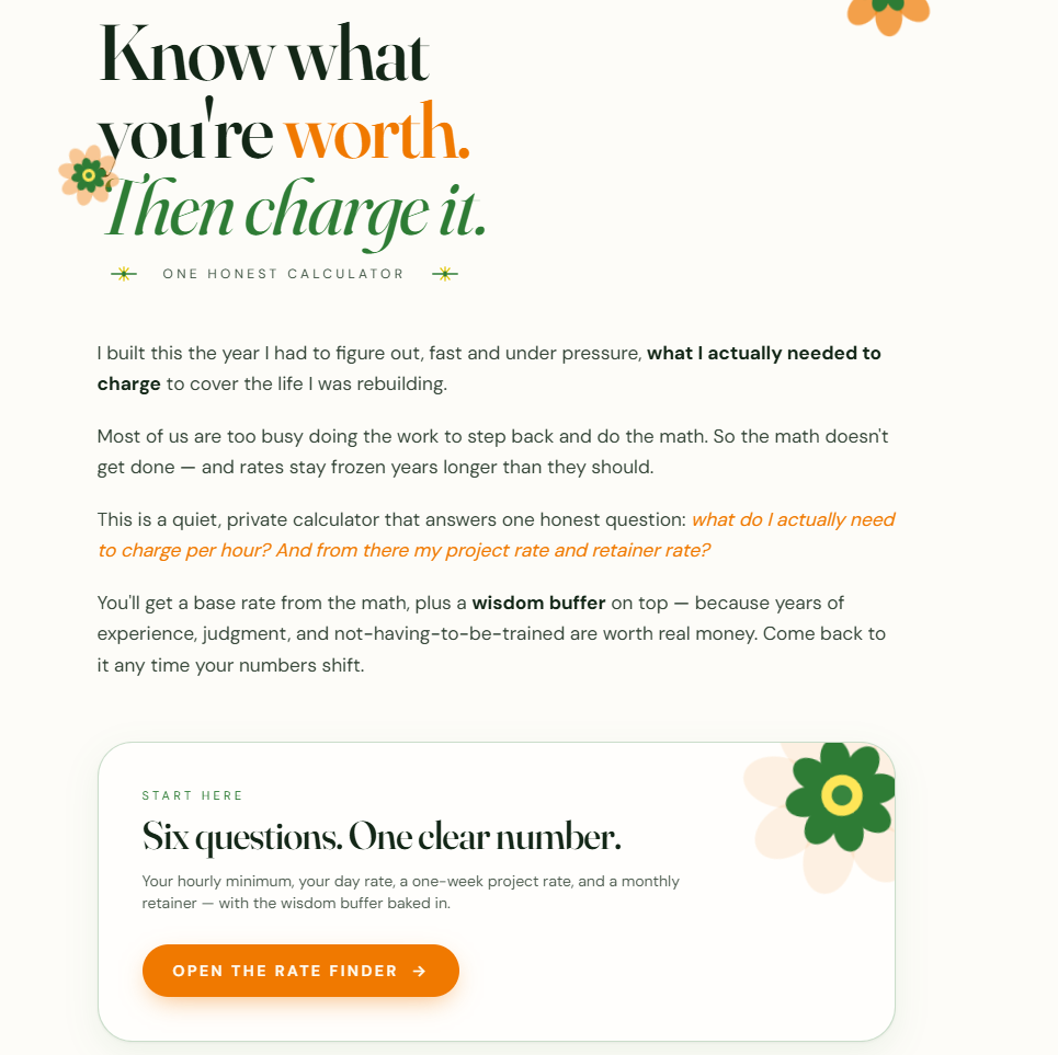 Pricing Clarity - Find Your Rate - Web App
