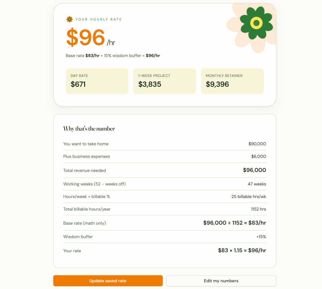 Pricing Clarity - Find Your Rate - Web App