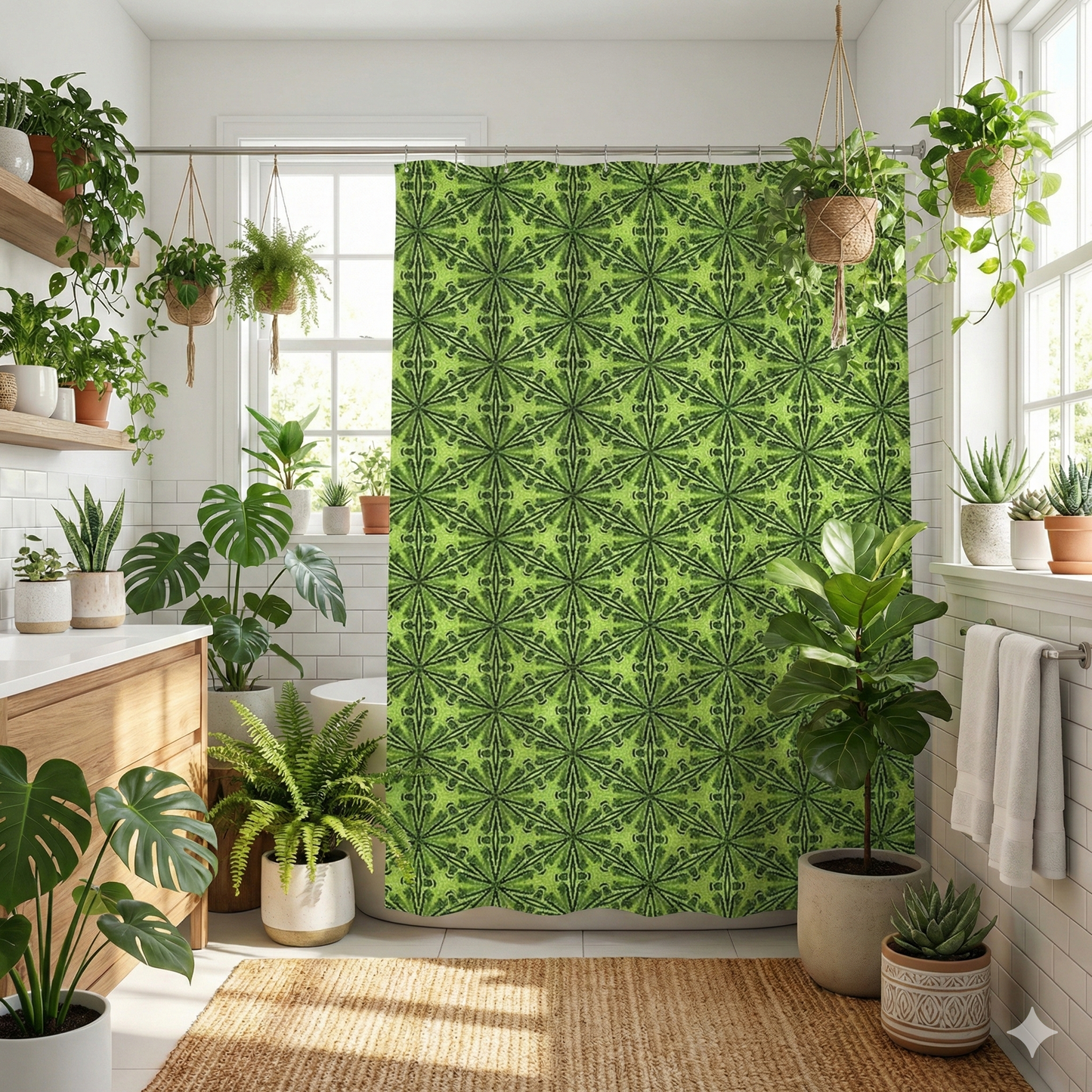 Green Leaves 1 - Shower Curtain