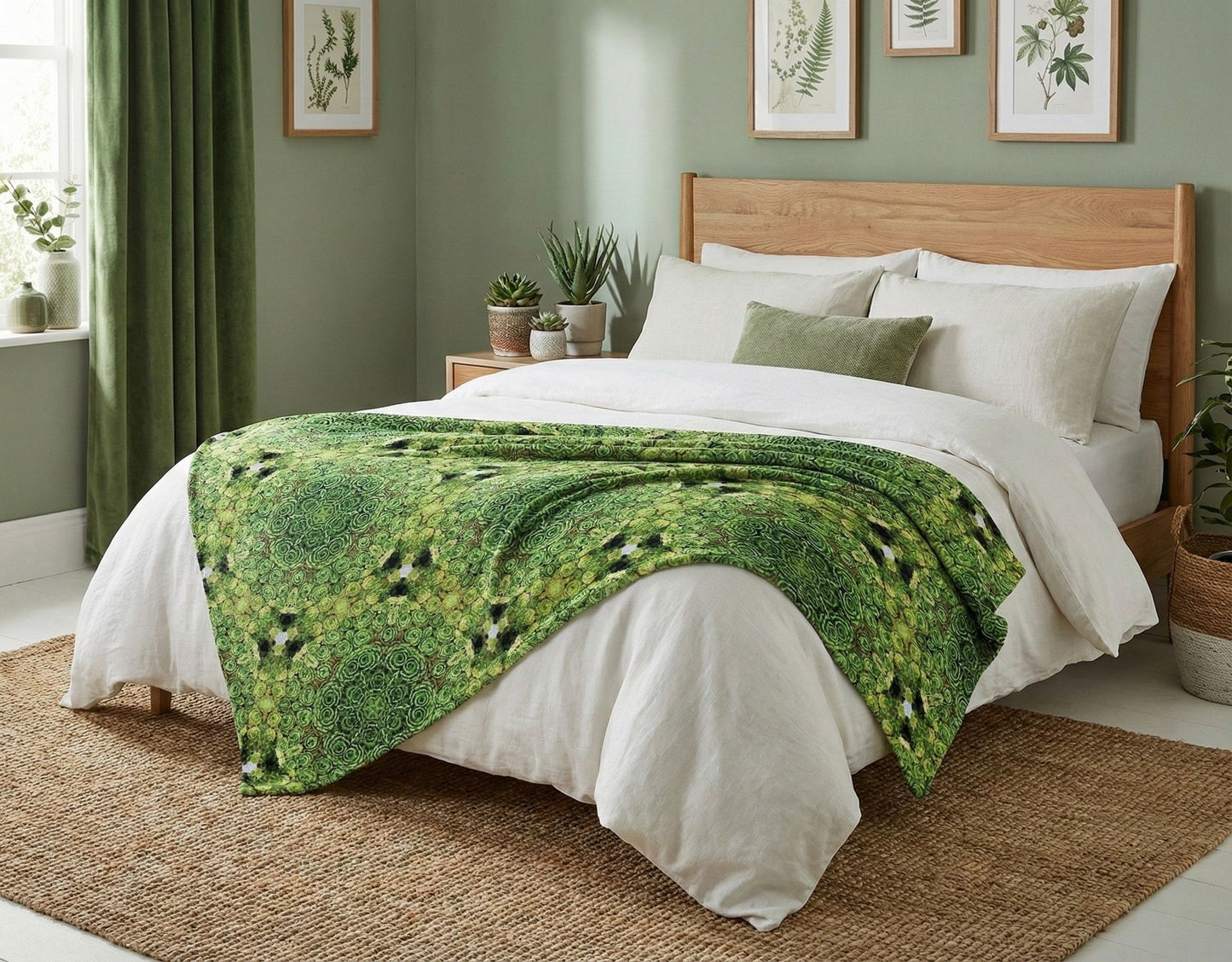 Green Mandala  - Plush or Fleece Blanket