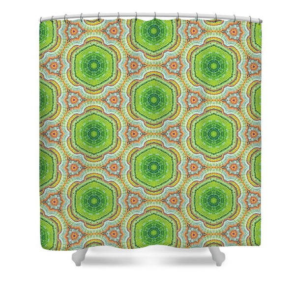 Cyber Lime and Orange - Shower Curtain